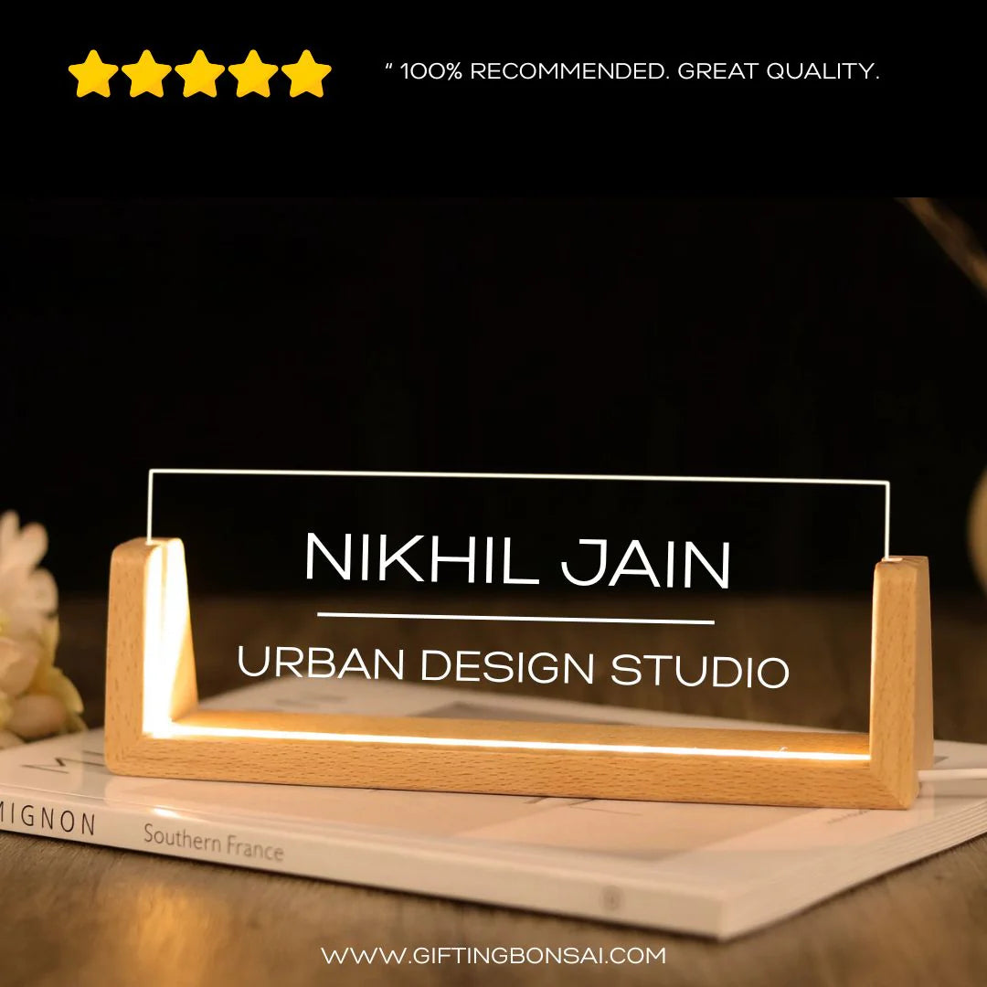 Desk Name Plate With LED Light.