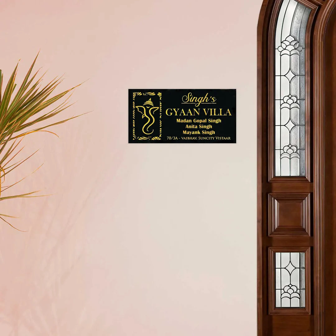 Personalized Glorious Ganesha Theme Acrylic LED Name Plate