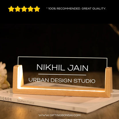 Desk Name Plate With LED Light.