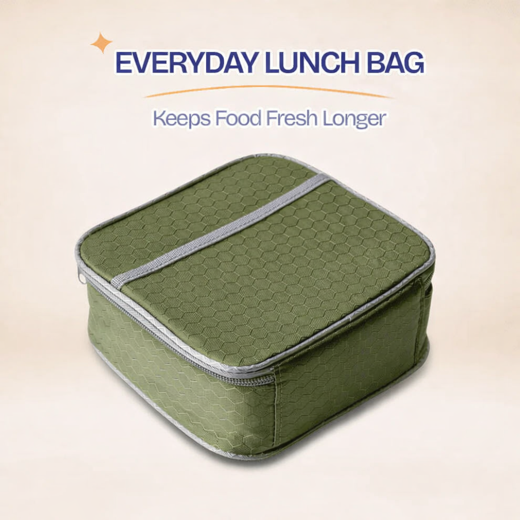 Meal Station 3 Compartment Stainless Steel Bento Lunch Box with Bag