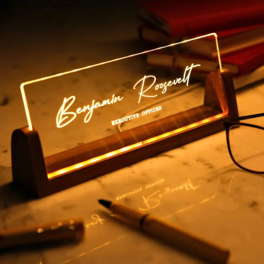 Desk Name Plate With LED Light.