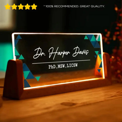 Desk Name Plate With LED Light.