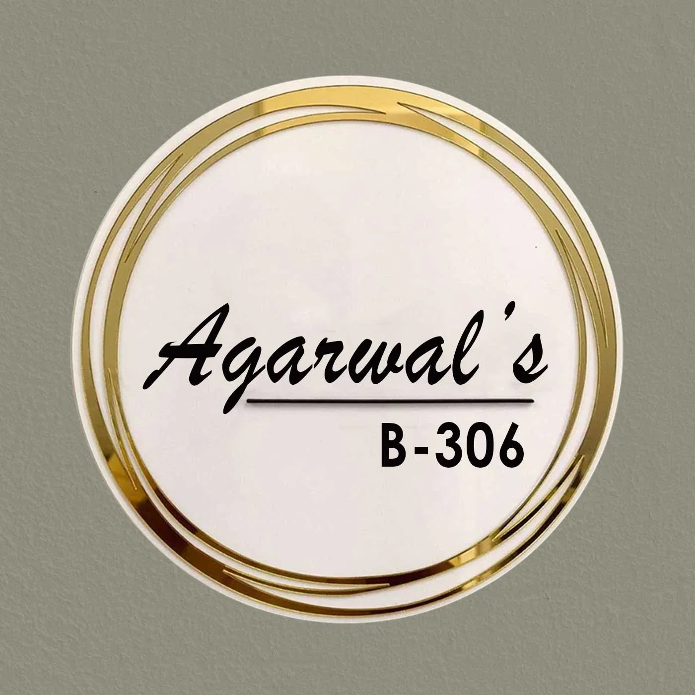 Personalized Round Gold & White Acrylic Name Plate