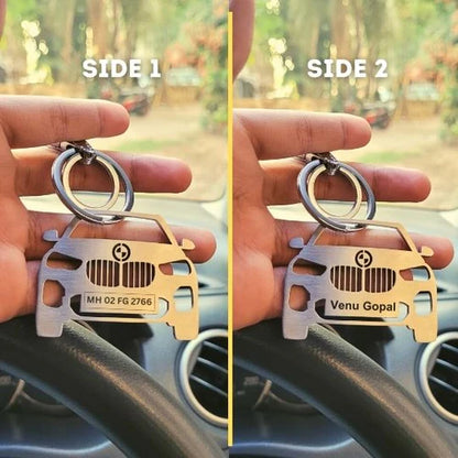 Custom Personalised Car Keychain with Name & Number