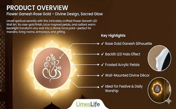 FLOWER GANESH ROSE GOLD WALL LIGHT-15 WATT