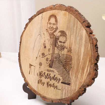 Personalised Natural Wood Round Engraved Photo Frame