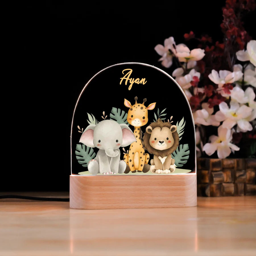 Personalised Jungle Theme Kids Night Lamp