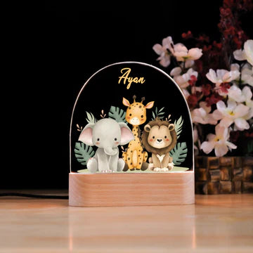 Personalised Jungle Theme Kids Night Lamp