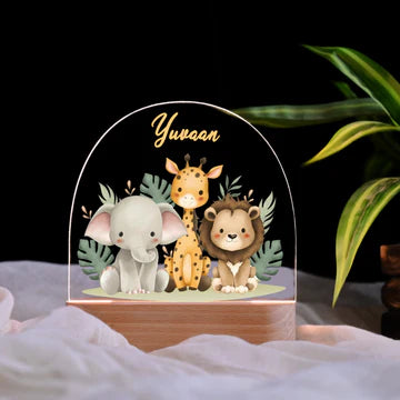 Personalised Jungle Theme Kids Night Lamp