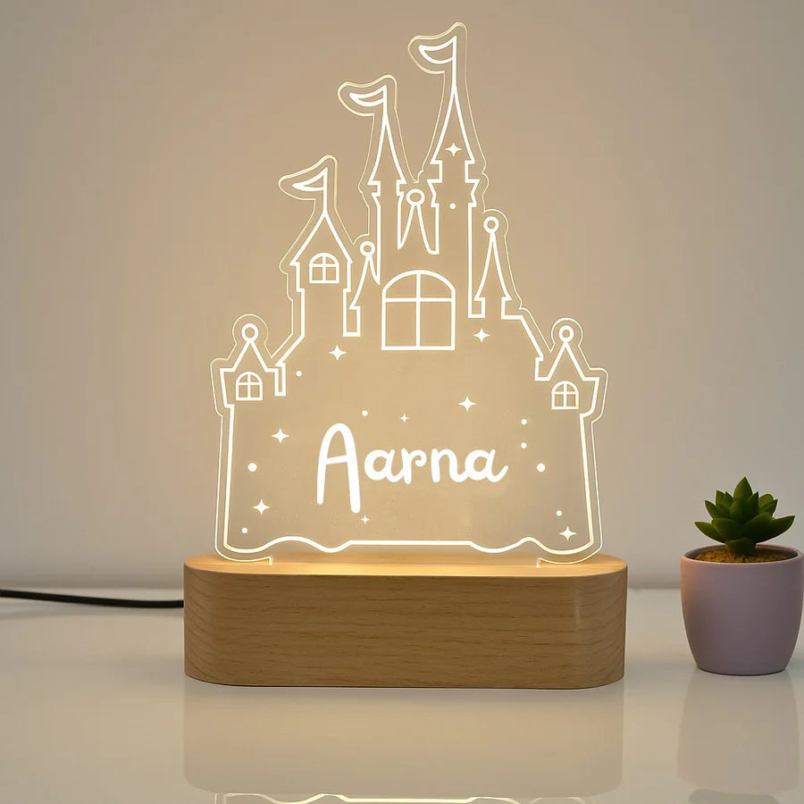 Personalised Princess Castle Theme Kids Night Lamp