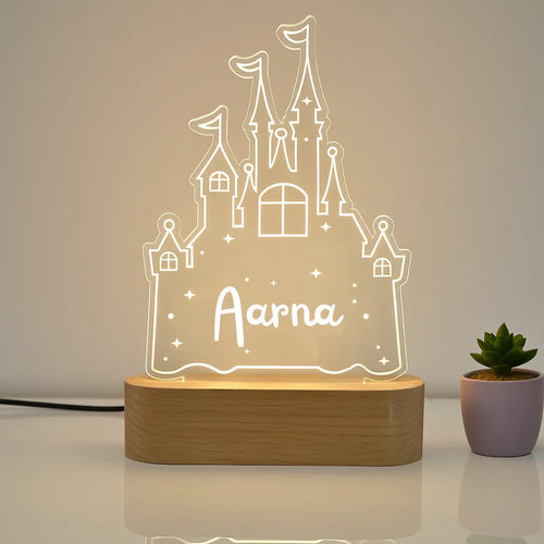 Personalised Princess Castle Theme Kids Night Lamp