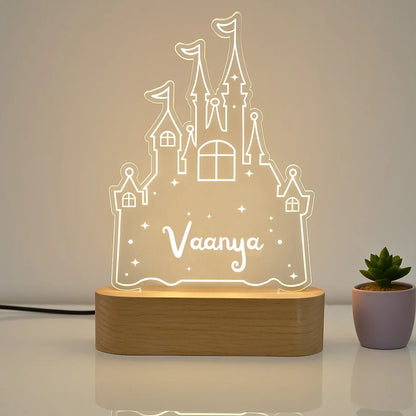 Personalised Princess Castle Theme Kids Night Lamp