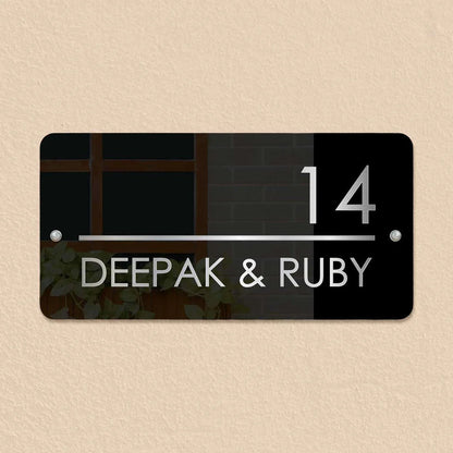 Personalized Sleek Black Acrylic Name Plate
