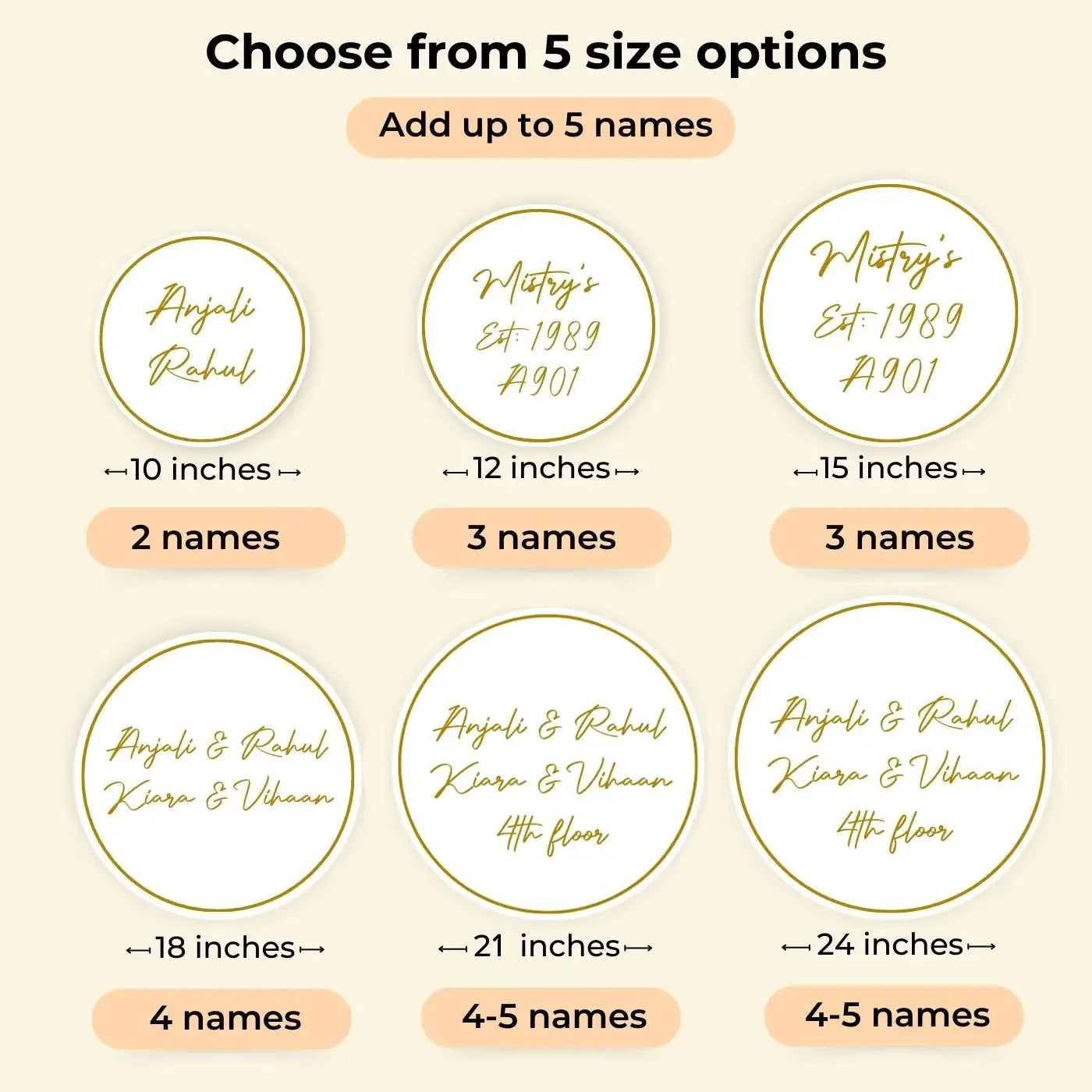 Personalized Handmade Leaf Printed Circular Acrylic Name Plate With Lights