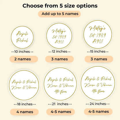 Personalized Handmade Leaf Printed Circular Acrylic Name Plate With Lights