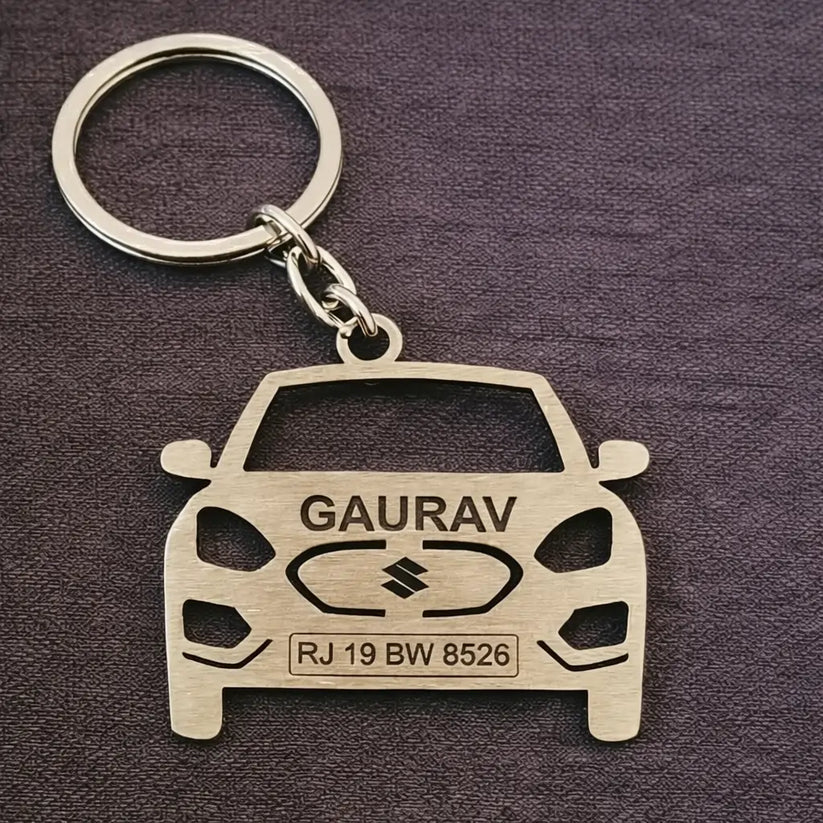 Custom Personalised Car Keychain with Name & Number