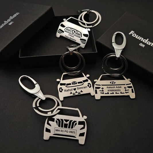 Custom Personalised Car Keychain with Name & Number