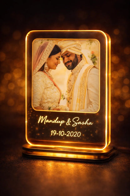 Romantic couple Name,Date & Photo Lamp
